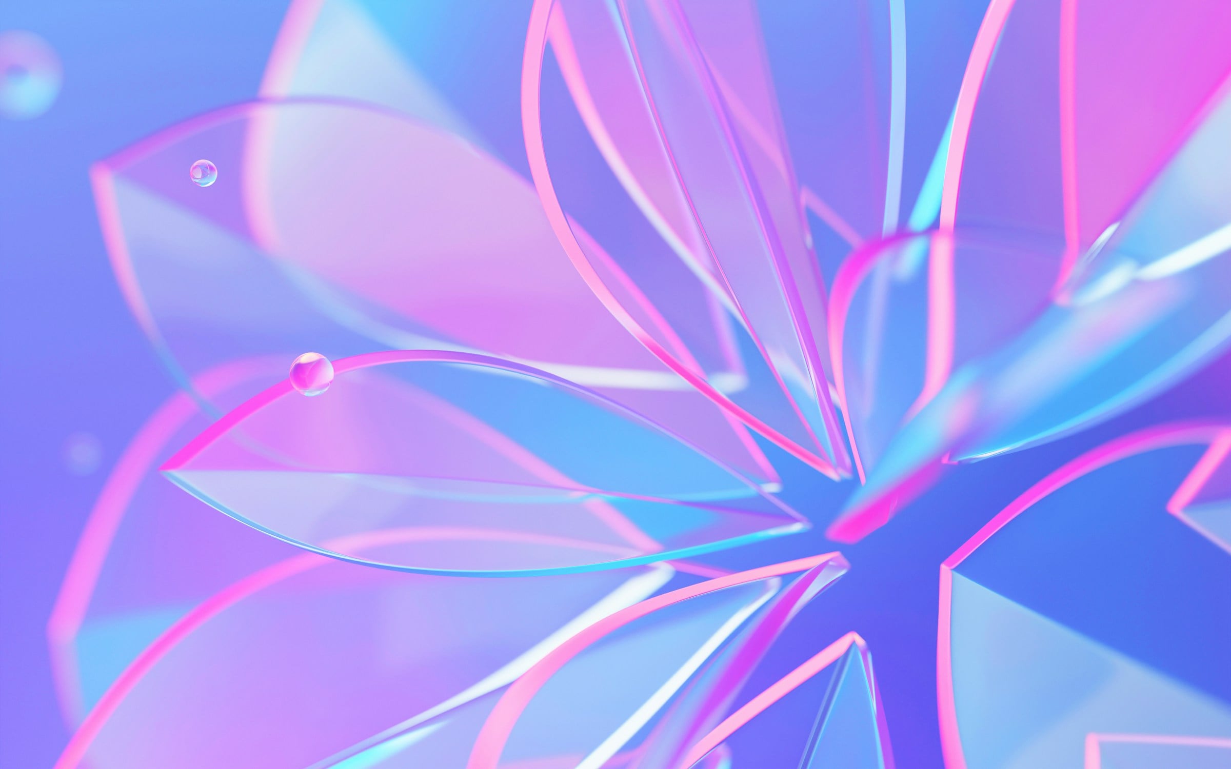 Translucent glass forms in pink and pale blue
